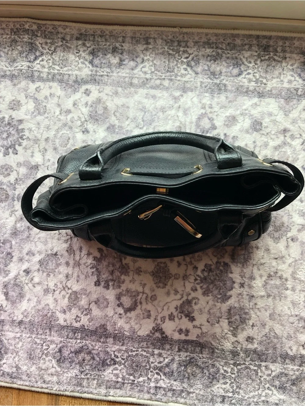 Charles David Black Pebbled Leather Satchel Purse